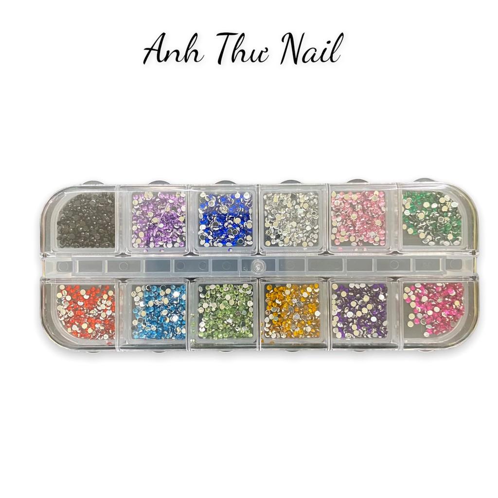 Đá làm nail,khay đá nail mix 12 màu đính móng