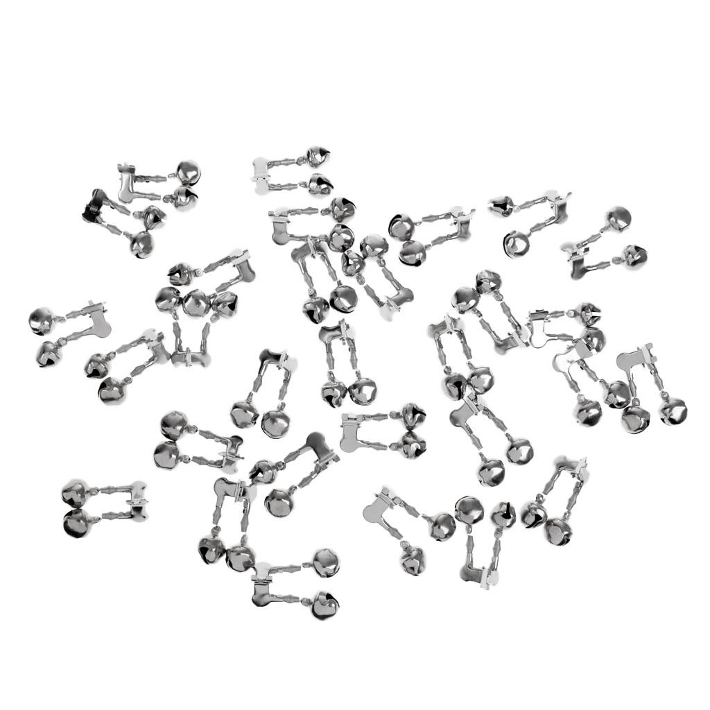30Pcs Twin 2 Bells Ring Fishing Rod Clamp Bite Lure Alarms Fish Bite Ring Tackle