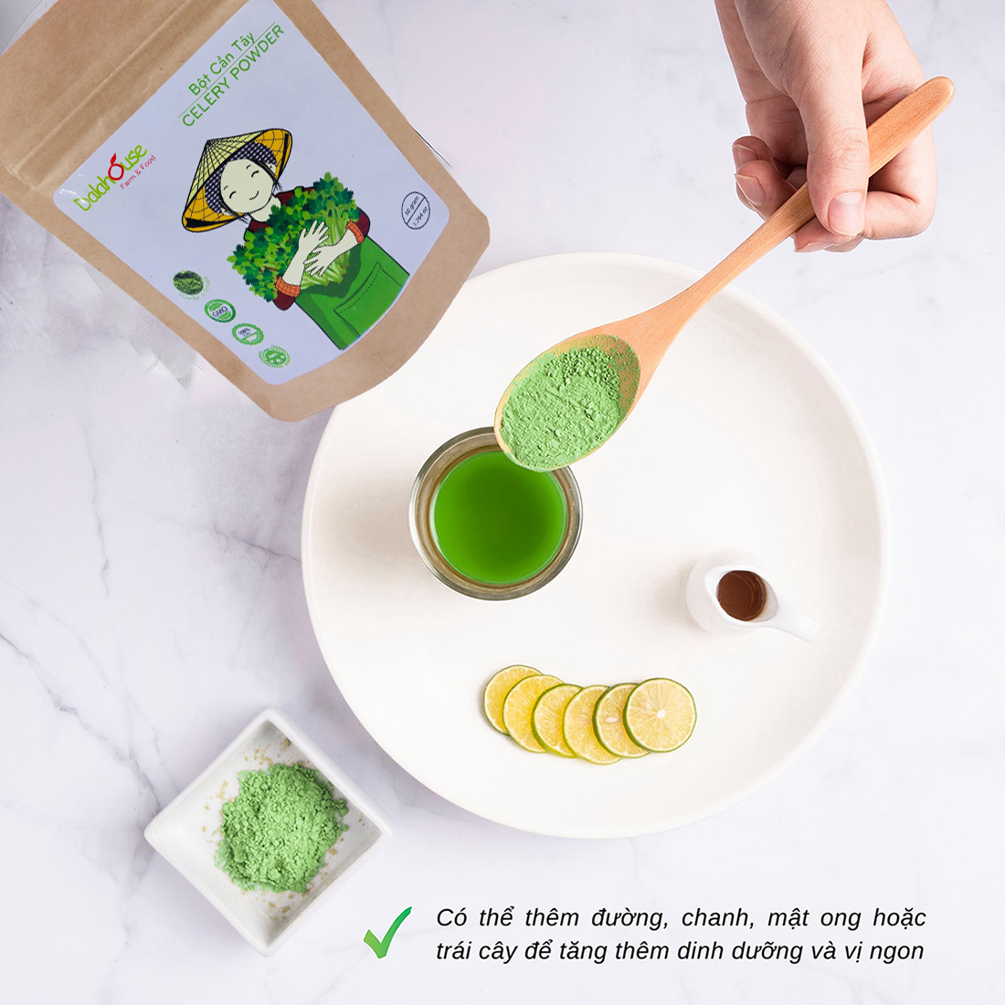 Combo 2 Gói Bột CẦN TÂY Nguyên Chất Sấy Lạnh Dalahouse (50g x 2) - Da Sáng - Dáng Thon - Detox