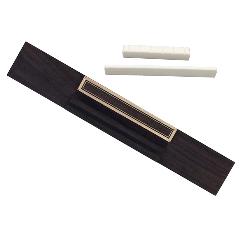Rosewood Bridge+White Bone Slotted Saddle Nut for Classical Guitar Accessory