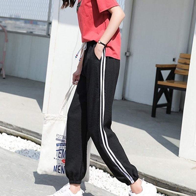Quần dài kẻ sọc phong cách Hàn Quốc cho nữ
