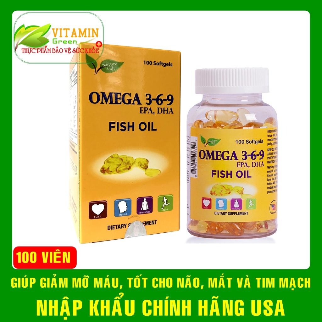 OMEGA 3-6-9 FISH OIL NATURE GIFT giúp bổ não, tim mạch và mắt | Nhập khẩu chính hãng Mỹ