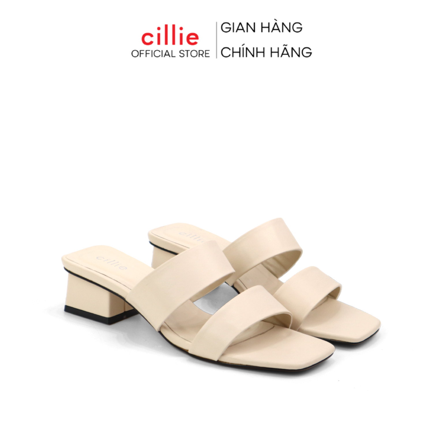 Dép Sandal Cao Gót Guốc Nữ Cillie Quai Ngang Gót Vuông Chắc Chắn 1159