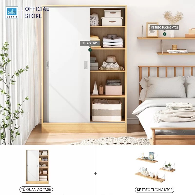 Tủ Quần Áo Simple Kết Hợp Cửa Lùa Hiện Đại Thương Hiệu SIB Decor