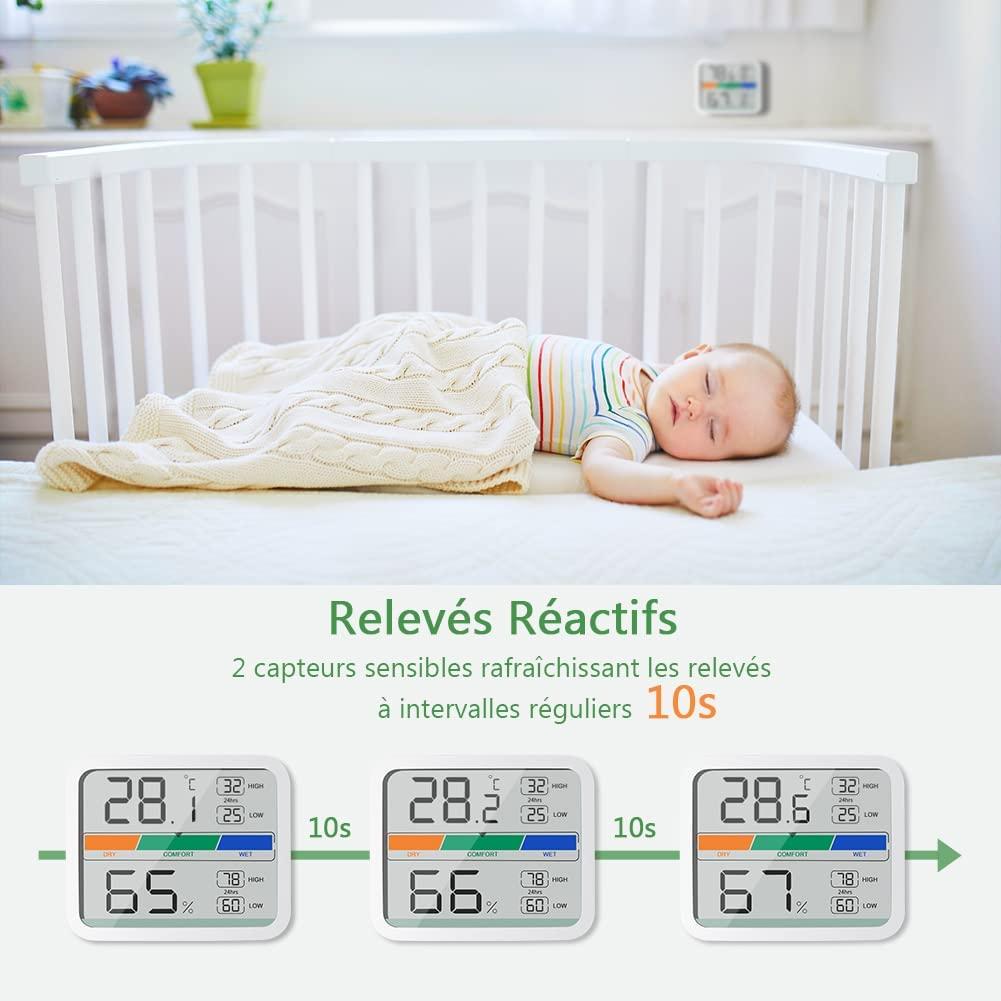 Máy đo nhiệt độ ẩm kế kỹ thuật số trong nhà Màn hình độ ẩm và nhiệt độ với ℉ / ℃ Chuyển đổi Giá trị nhiệt độ và độ ẩm tối đa và tối thiểu
