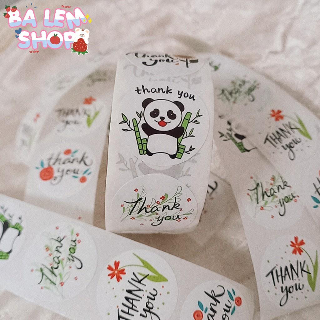 Set tem dán Thank you hình gấu trúc nhiều họa tiết