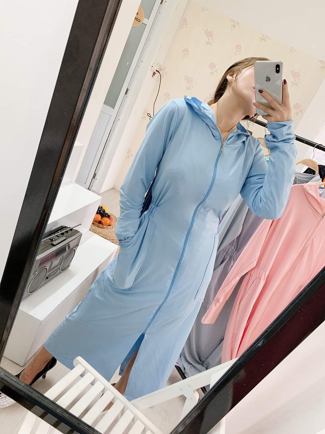 Áo chống nắng nữ đa năng TTD, bảo vệ toàn thân, chân tay, mặt đầu, siêu bảo vệ - xanh than