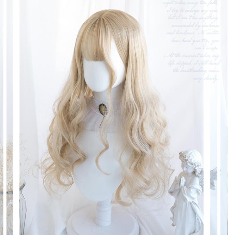 Wig/Tóc giả xoăn sóng màu trà nữ tính tiểu thư - A19 Nguyên đầu tên/lolita