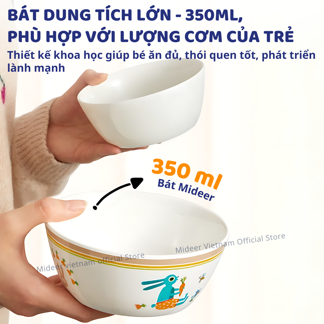 Bộ bát ăn dặm cho bé, chén sứ ăn dặm cho bé kèm thìa dĩa Mideer Kids Tableware