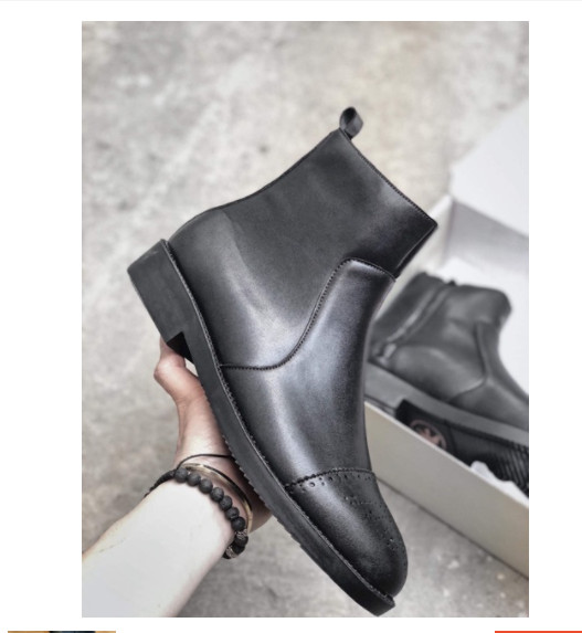 Chelsea boots mũi tròn, đế đốc kéo khoá