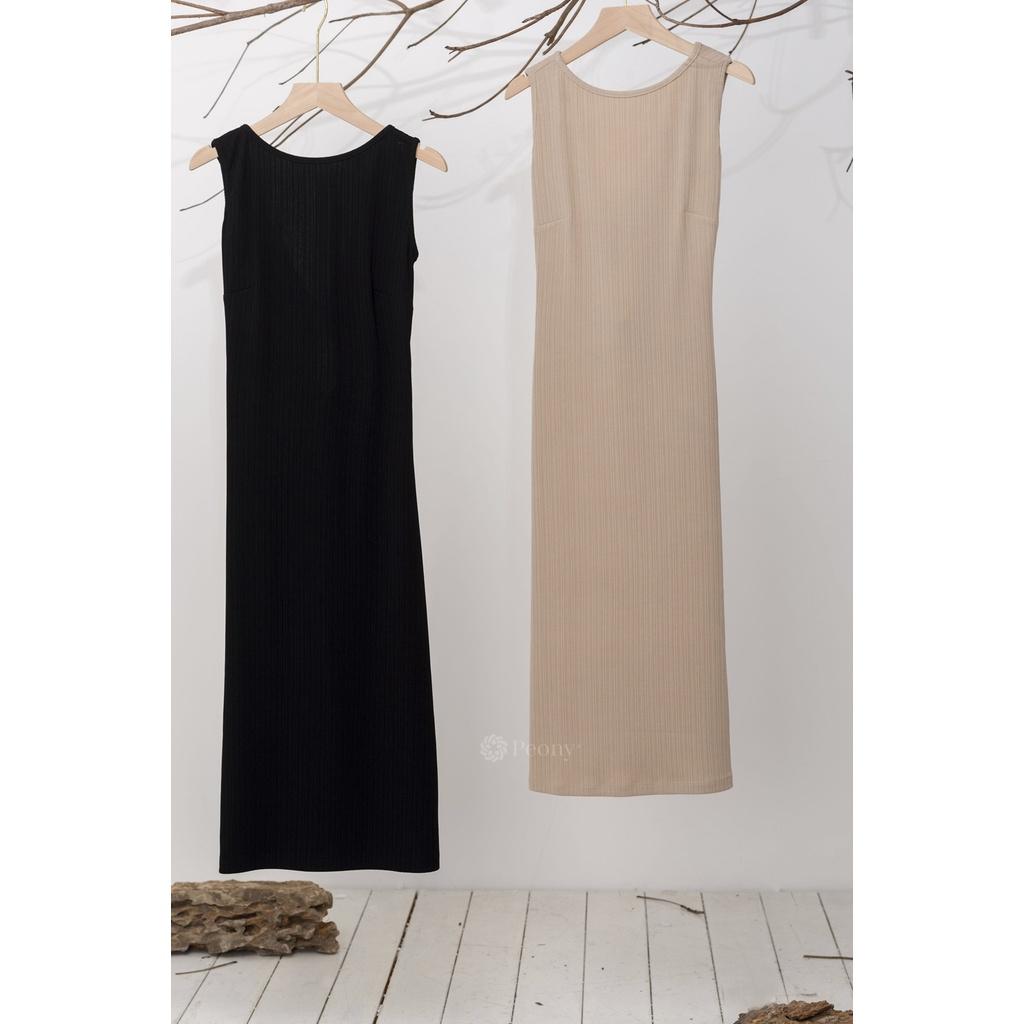 Váy kiểu nữ len tăm ôm, sát nách, chi tiết vặn xoắn, hở lưng trẻ trung, sành điệu Peony Design - NORA DRESS