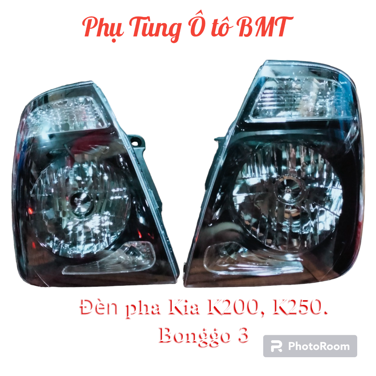 Đèn pha xe tải Kia K200, Kia K250, Kia Bonggo 3, mặt màu đen