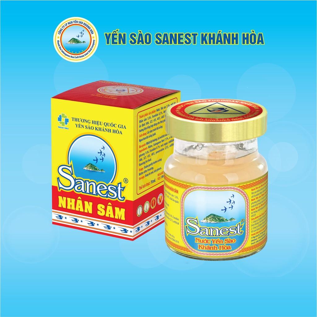 [Hộp 1 lọ] Nước Yến sào Khánh Hòa Sanest Fucoidan Nhân sâm đóng lọ 70ml - 700