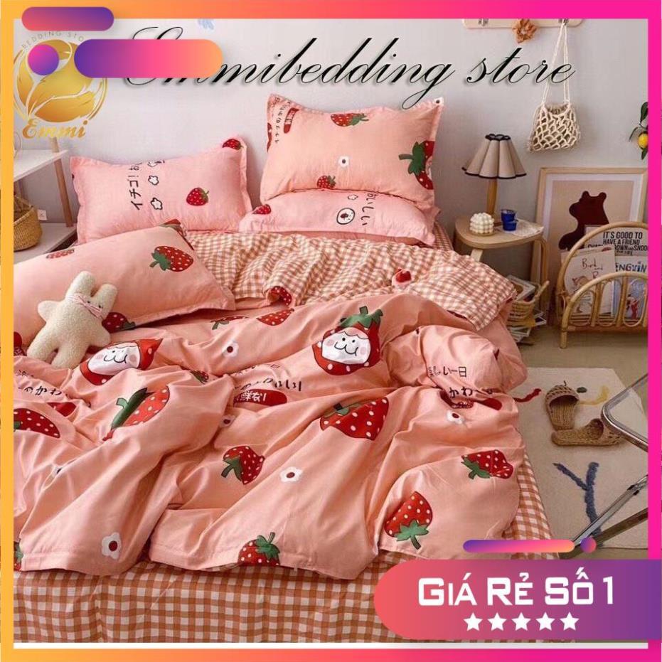 Bộ chăn ga gối , coton poly họa tiết hoa quả đủ size miễn phí bo chun