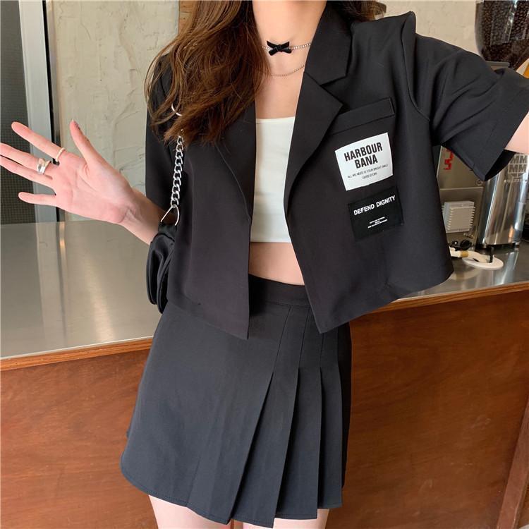 Áo khoác blazer croptop ngắn tay thời trang Hàn Quốc dễ phối đồ cho nữ