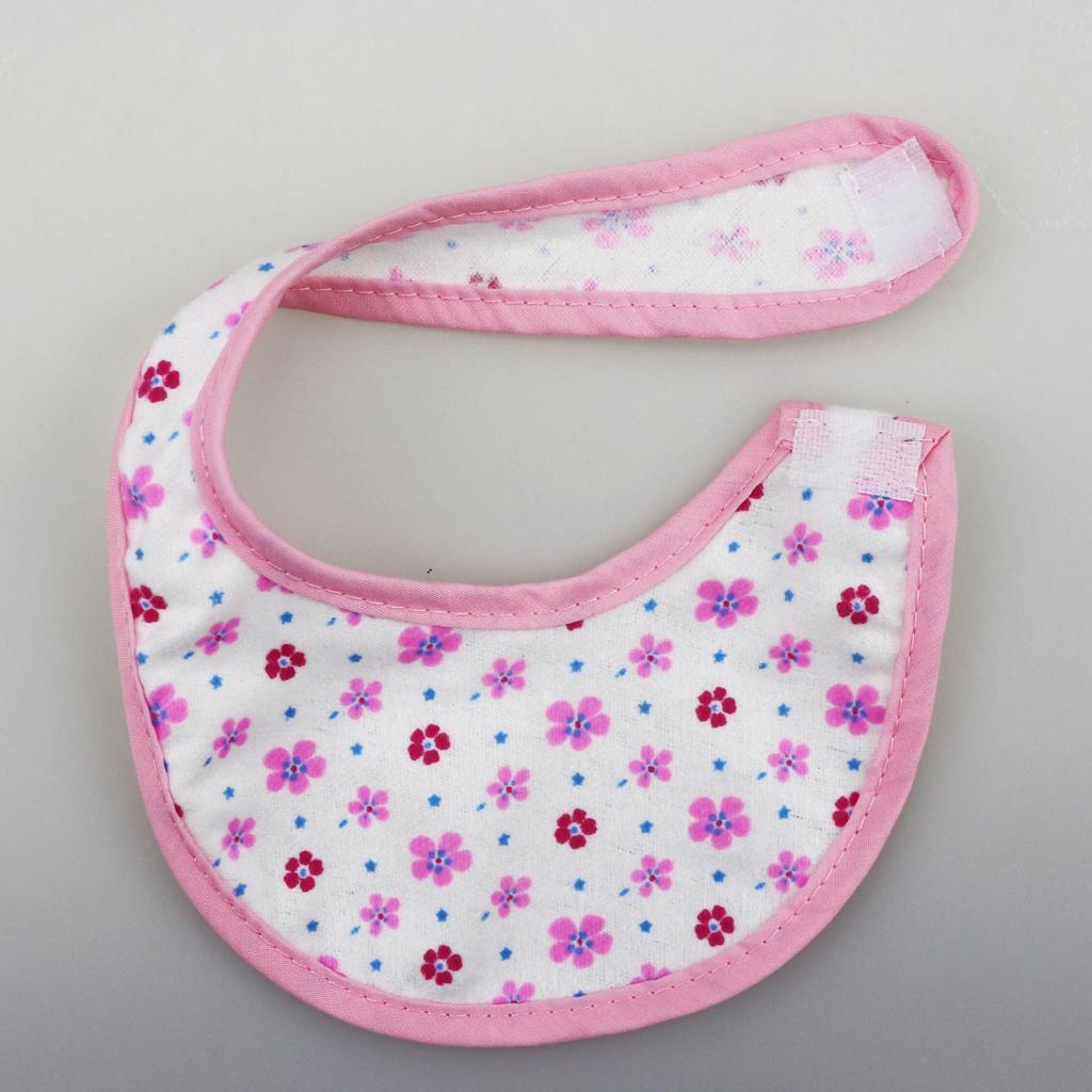 Pretty Baby Doll Bib Burp Set Little Flowers Printed Saliva Bib for 18'' Zapf Doll Pink