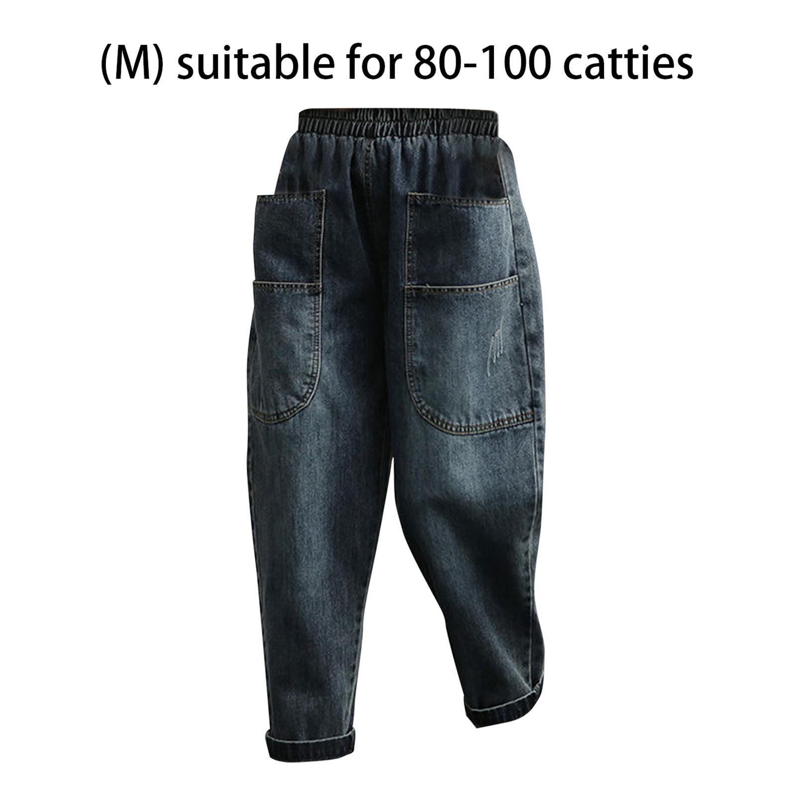 Women's Harem Cropped Pants Spring Summer Big Pockets Breathable Baggy Jeans