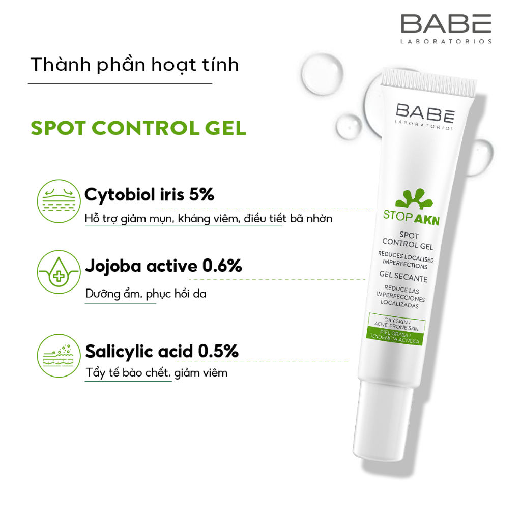 Gel chấm mụn BABÉ STOP AKN Spot Control Gel 8ml