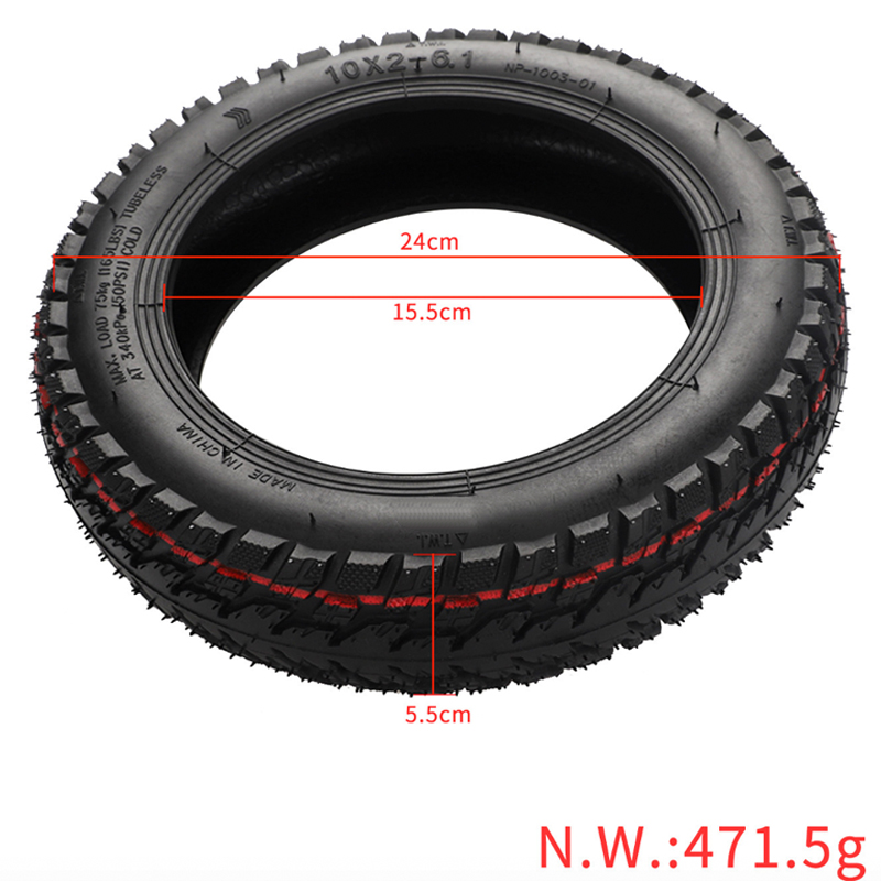 Lốp chân không địa hình 10 inch Lốp chân không 10 * 2-6.1 dành cho xe tay ga Xiaomi M365/pro/pro2/1S/ Lite Lốp trước bánh sau Phụ tùng xe tay ga Color: 2 pcs