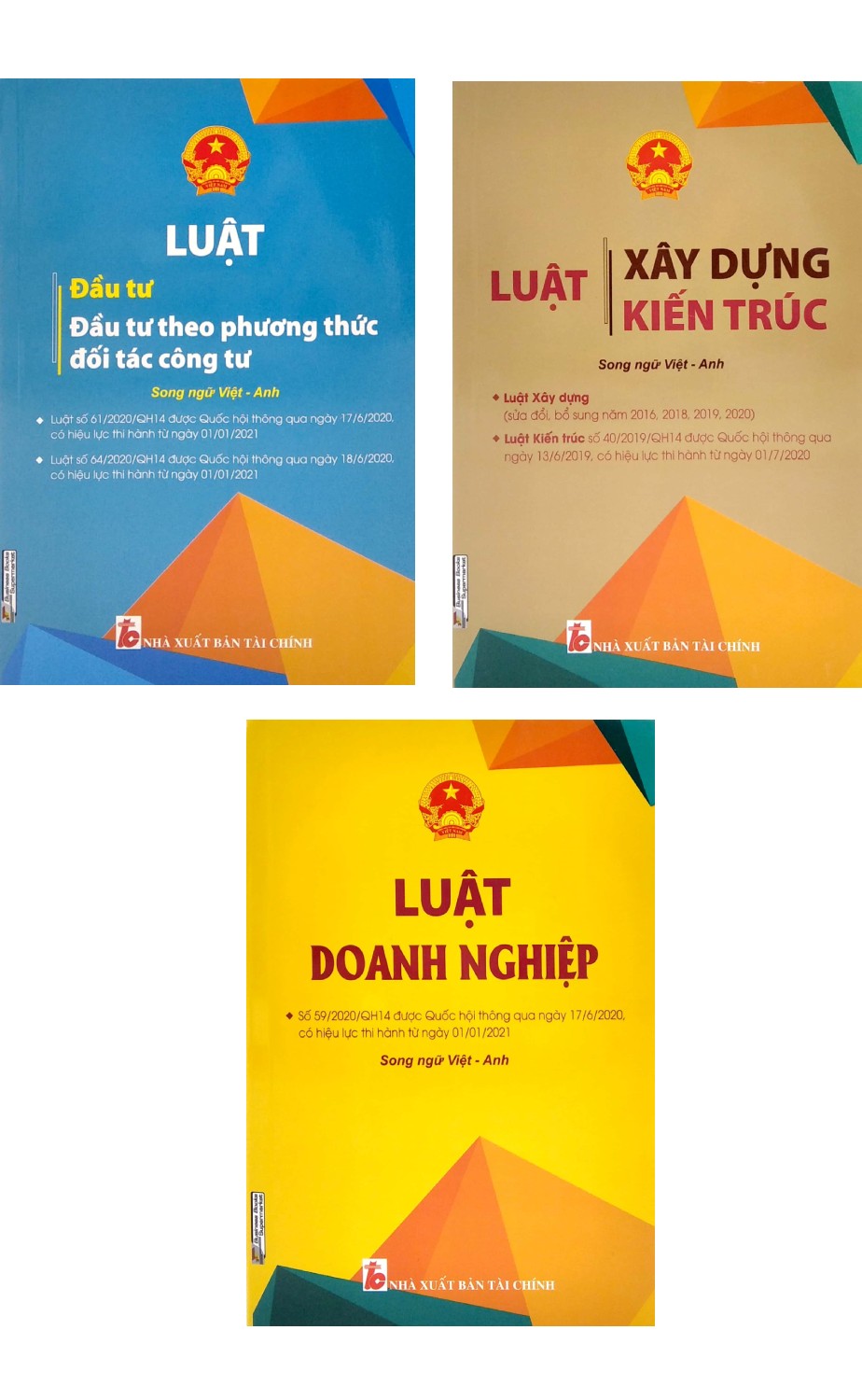 Combo Luật Đầu Tư - Đầu Tư Theo Phương Thức Đối Tác Công Tư + Luật Xây Dựng - Luật Kiến Trúc + Luật Doanh Nghiệp (Song Ngữ Anh-Việt) (Bộ 3 Cuốn) _KT