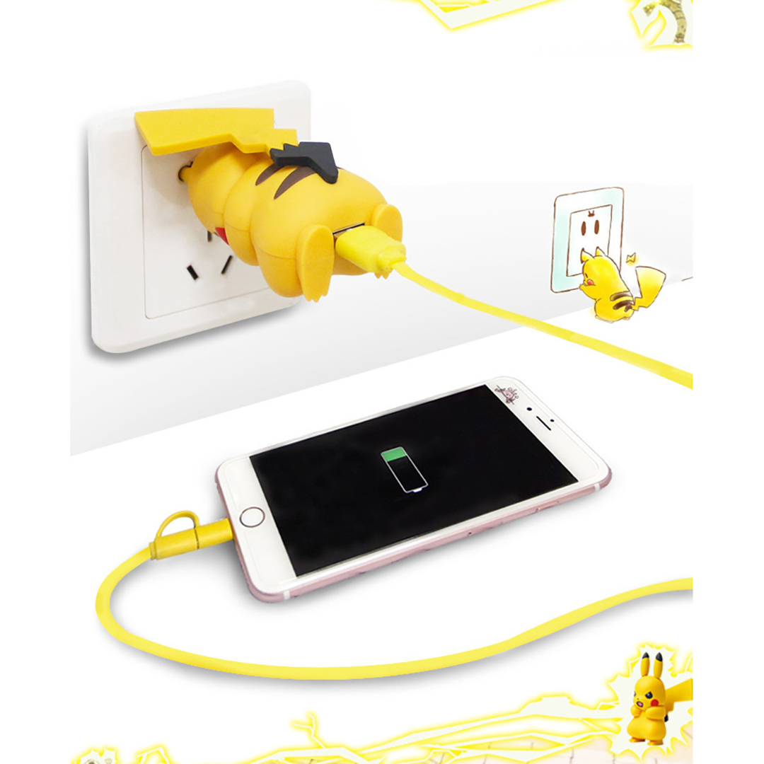 Đầu sạc củ sạc cốc sạc nhanh điện thoại công nghệ Quick Charge 2.0 2.4A hình Pikachu dễ thương đa năng phù hợp với nhiều dòng smartphone