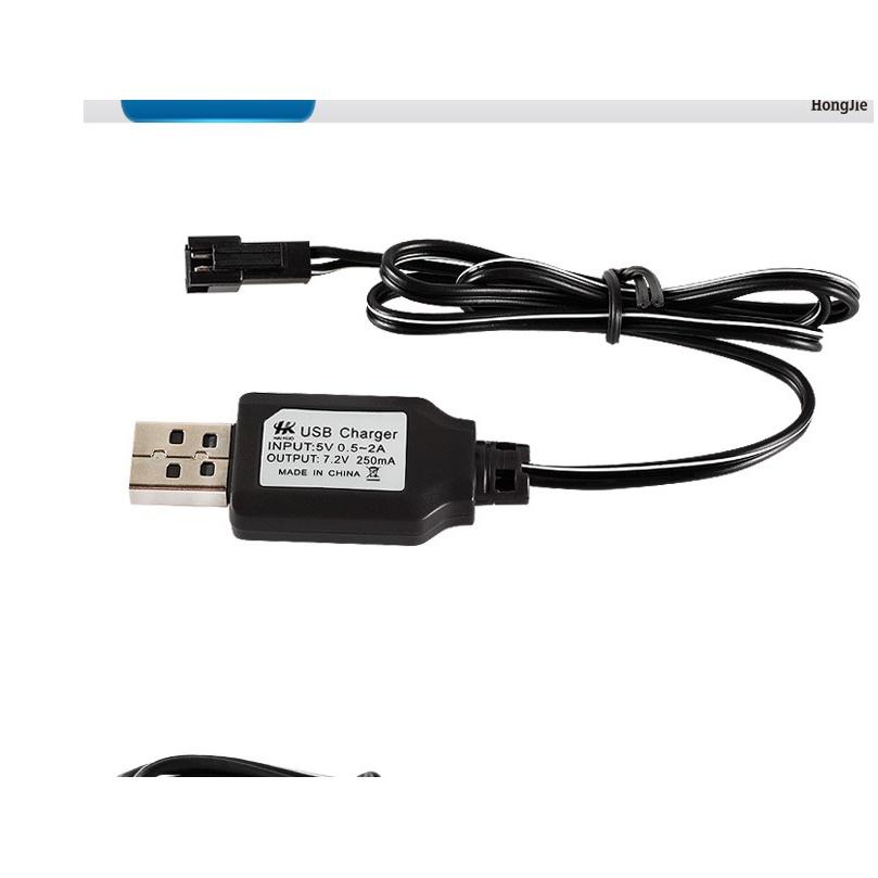 Dây sạc usb 7.2v 250ma xe điều khiển từ xa chấu SM sạc bằng điện thoại 5v 1a-2a
