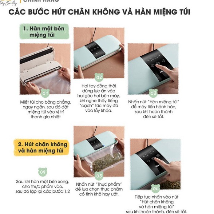 Máy hút chân không thực phẩm Bear VS-B01V1 - Hàng chính hãng