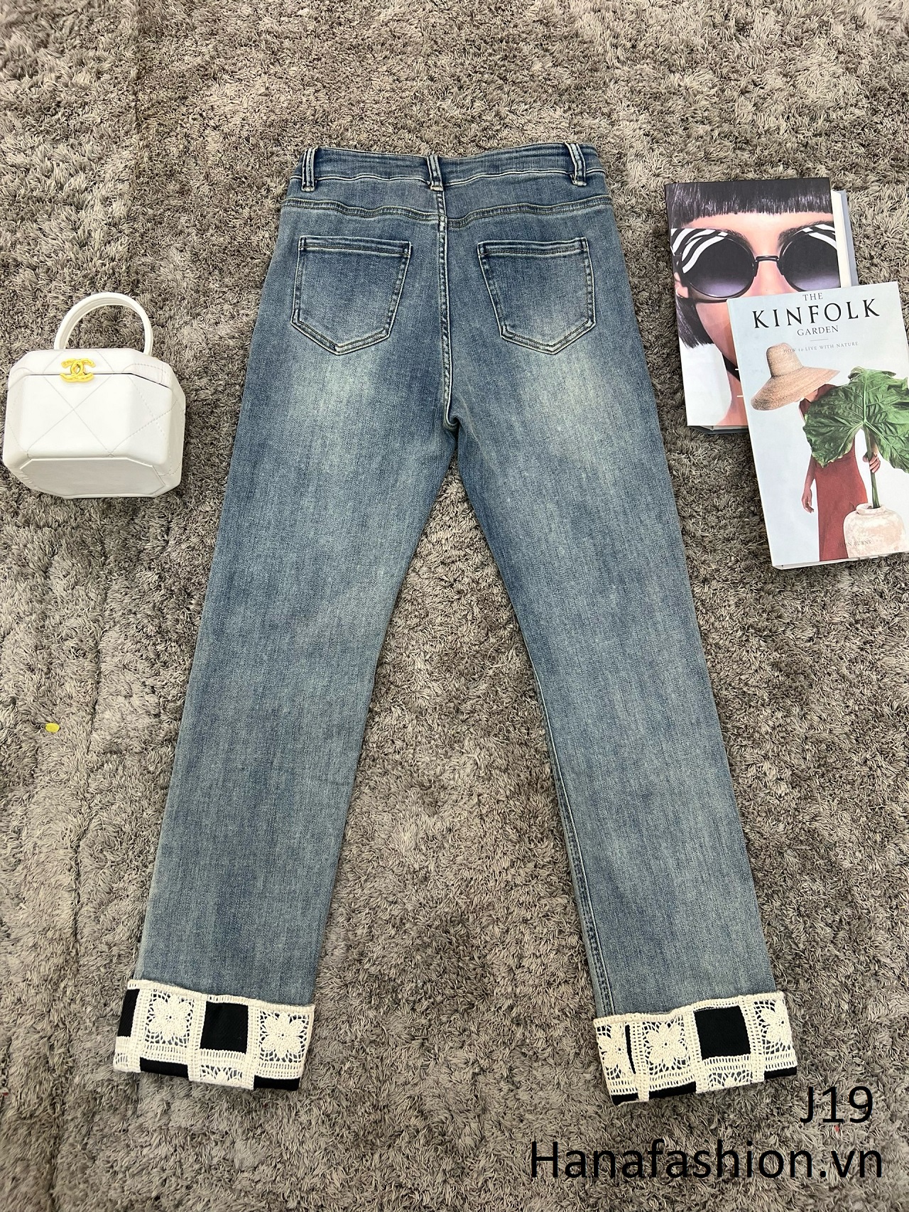 Quần Jeans hoạ tiết cơ bản - J19 - Đen, Đen