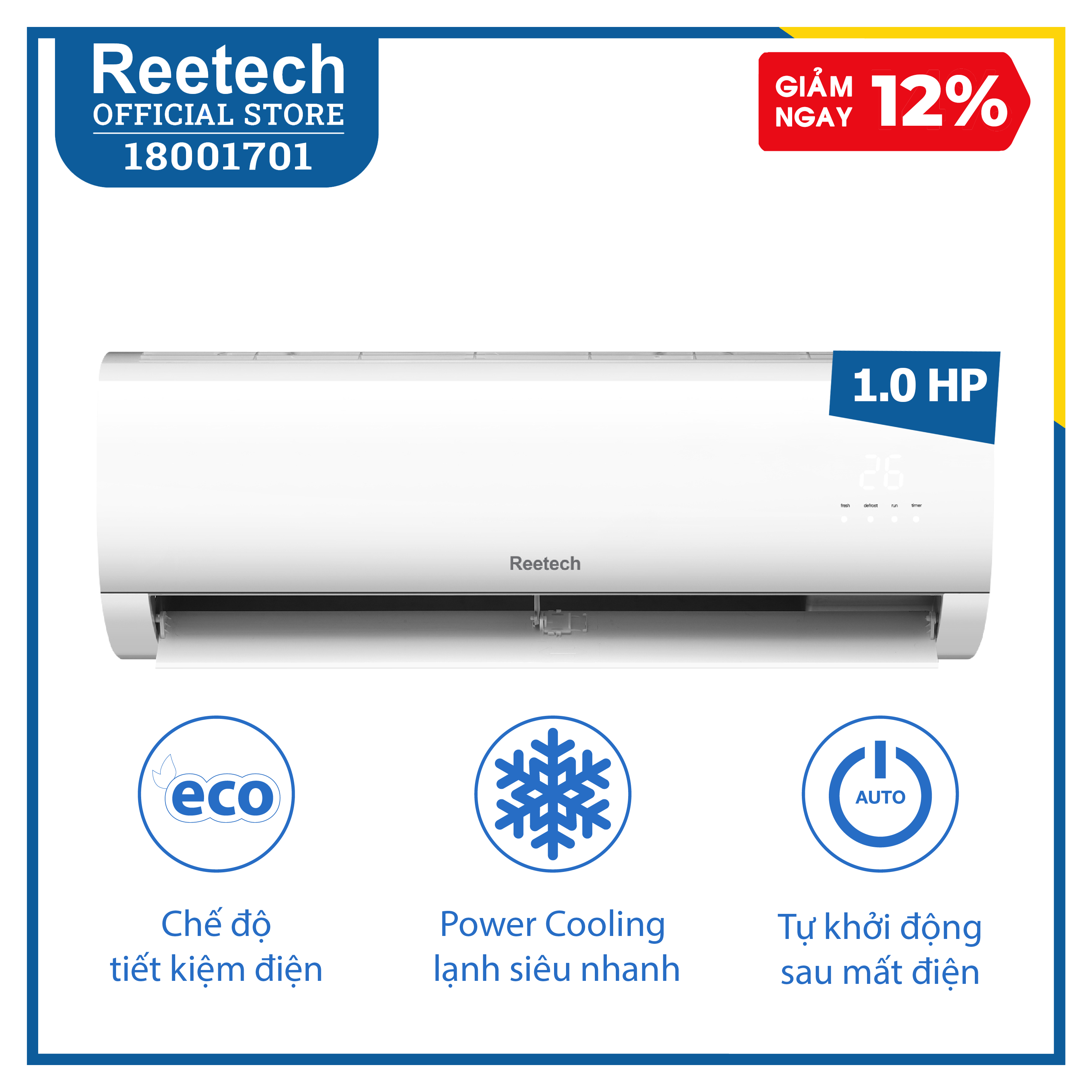 Máy lạnh Reetech 1 HP RT9-BK-BT/RC9-BK-BT - Hàng chính hãng