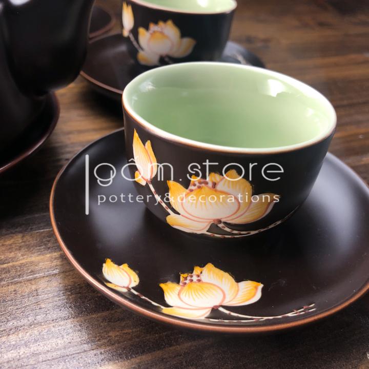 Chén lẻ vẽ tay dòng hoa chìm