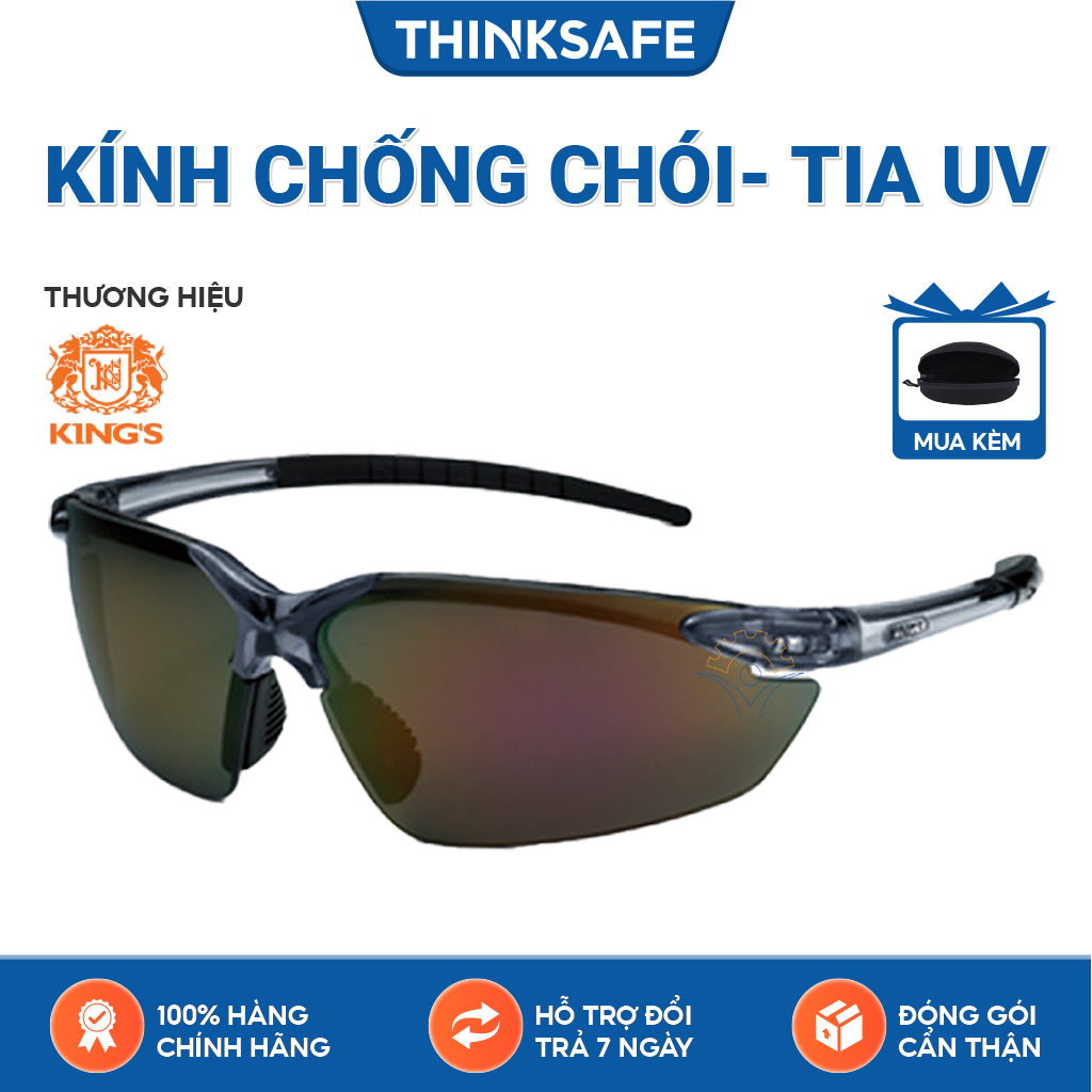 Kính bảo hộ King's KY717 - kính chống bụi, tia UV, chống nắng, trầy xước, mắt kính râm mát, bảo vệ mắt khi lao động, du lịch, đi xe máy (Màu đỏ khói) 