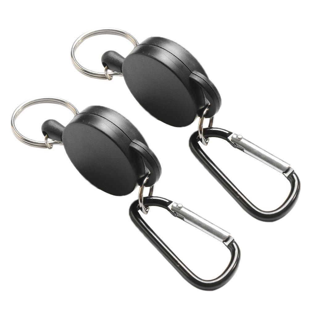 2 Pieces Retractable Key Chain Steel Reel Recoil Chain Key Ring Belt Clip