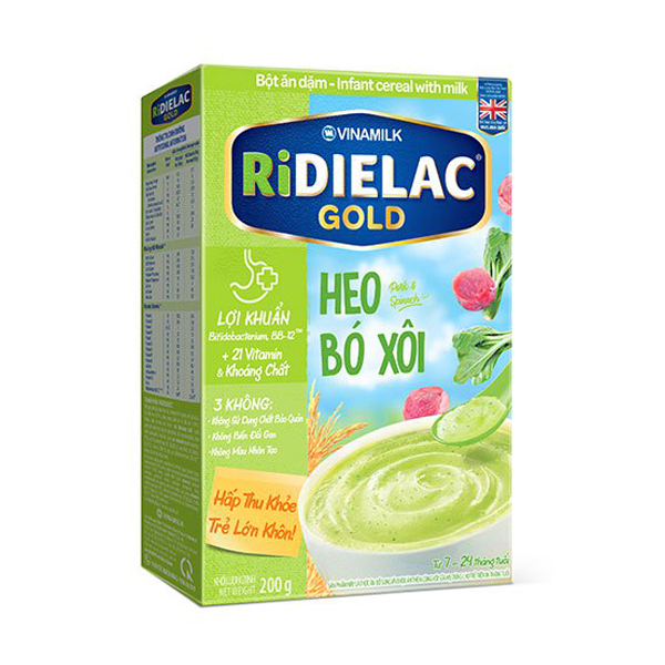 Bột Ăn Dặm Vinamilk Ridielac Gold Vị Heo Bó Xôi (200g)