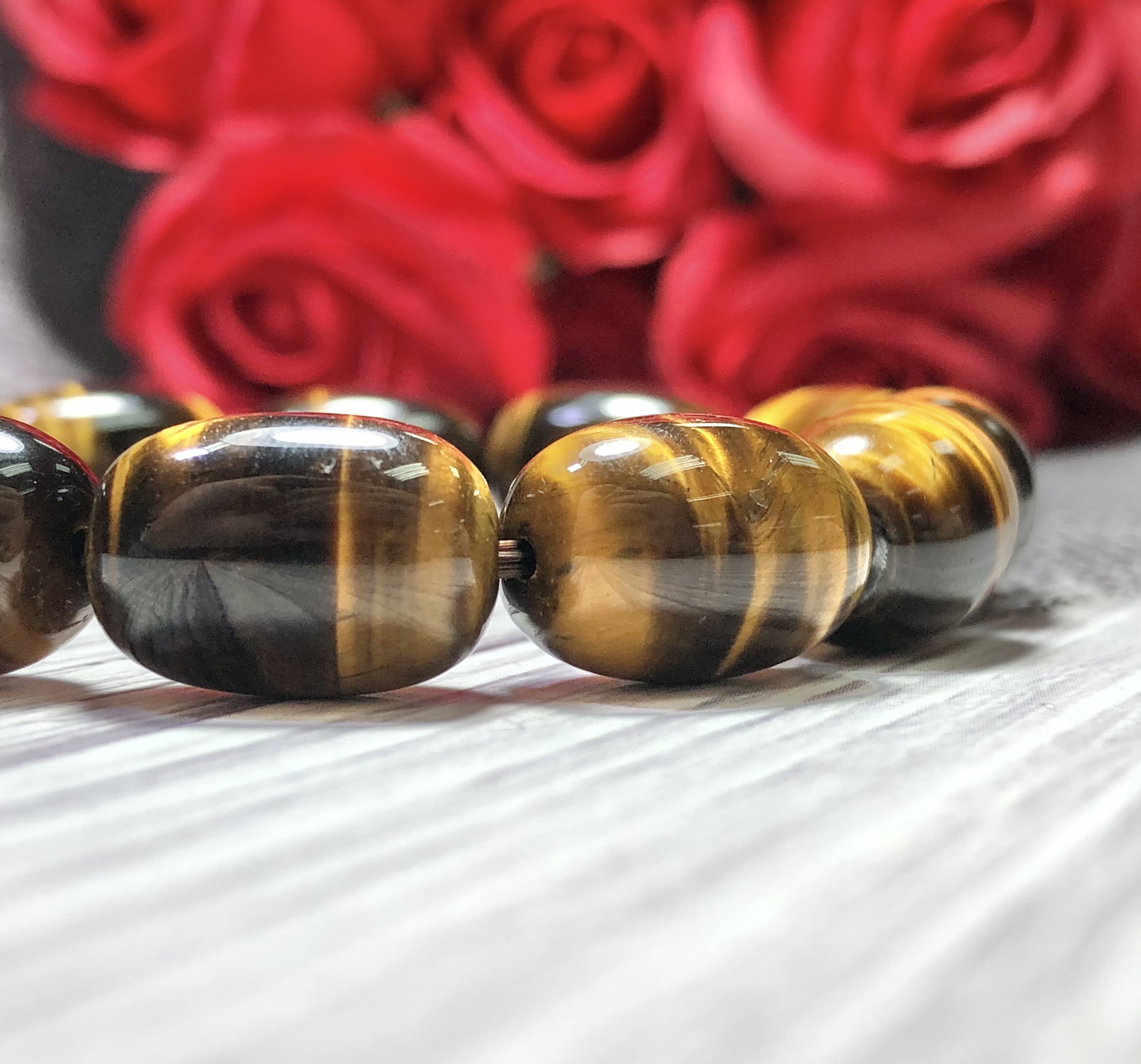 Vòng tay lu thống Thạch Anh Mắt Hổ vàng nâu 5A cao cấp