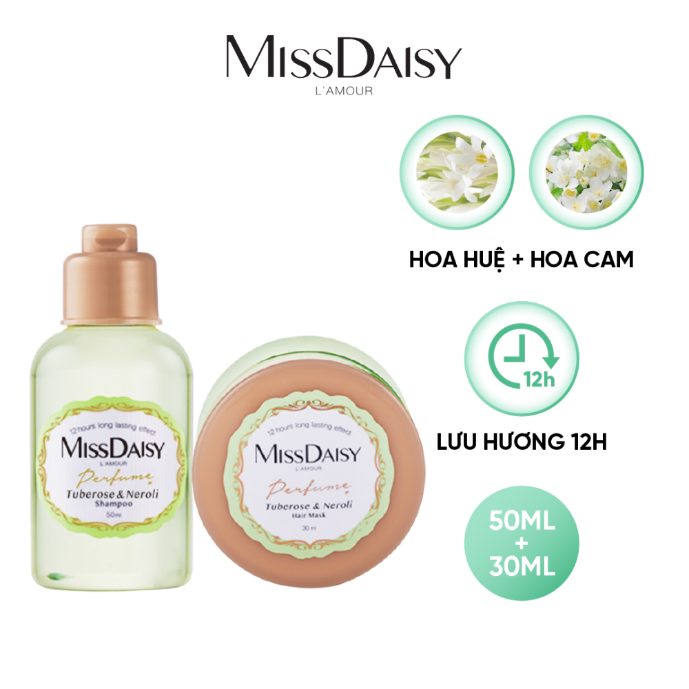 Bộ Chăm Sóc Tóc Mini Hương Nước Hoa MISSDAISY Chiết Xuất Hoa Huệ &amp; Hoa Cam