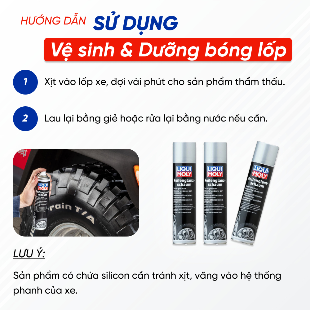 [Liqui Moly] Chai Xịt Bọt VỆ SINH BẢO DƯỠNG LỐP XE Liqui Moly 1609 | Làm Sạch Sâu, Duy Trì Tuổi Thọ Lốp Xe