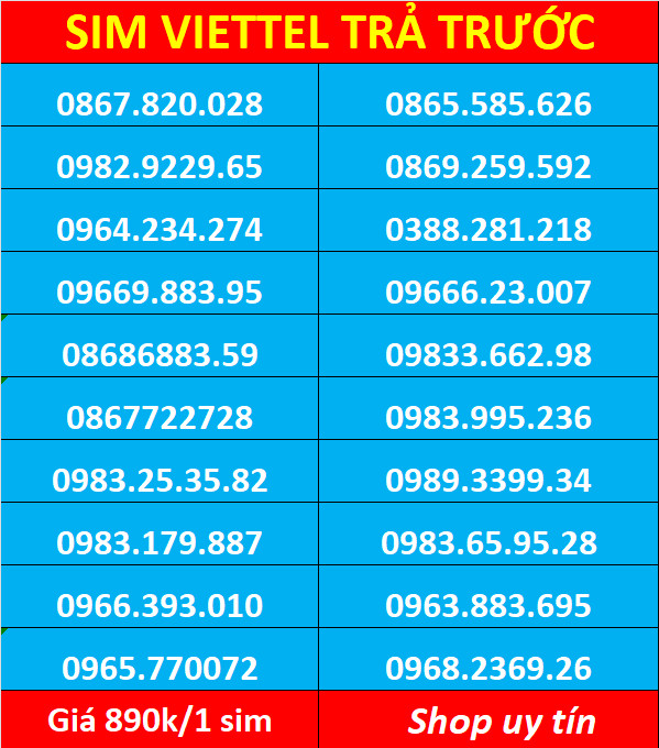Sim viettel số đẹp - Hàng chính hãng