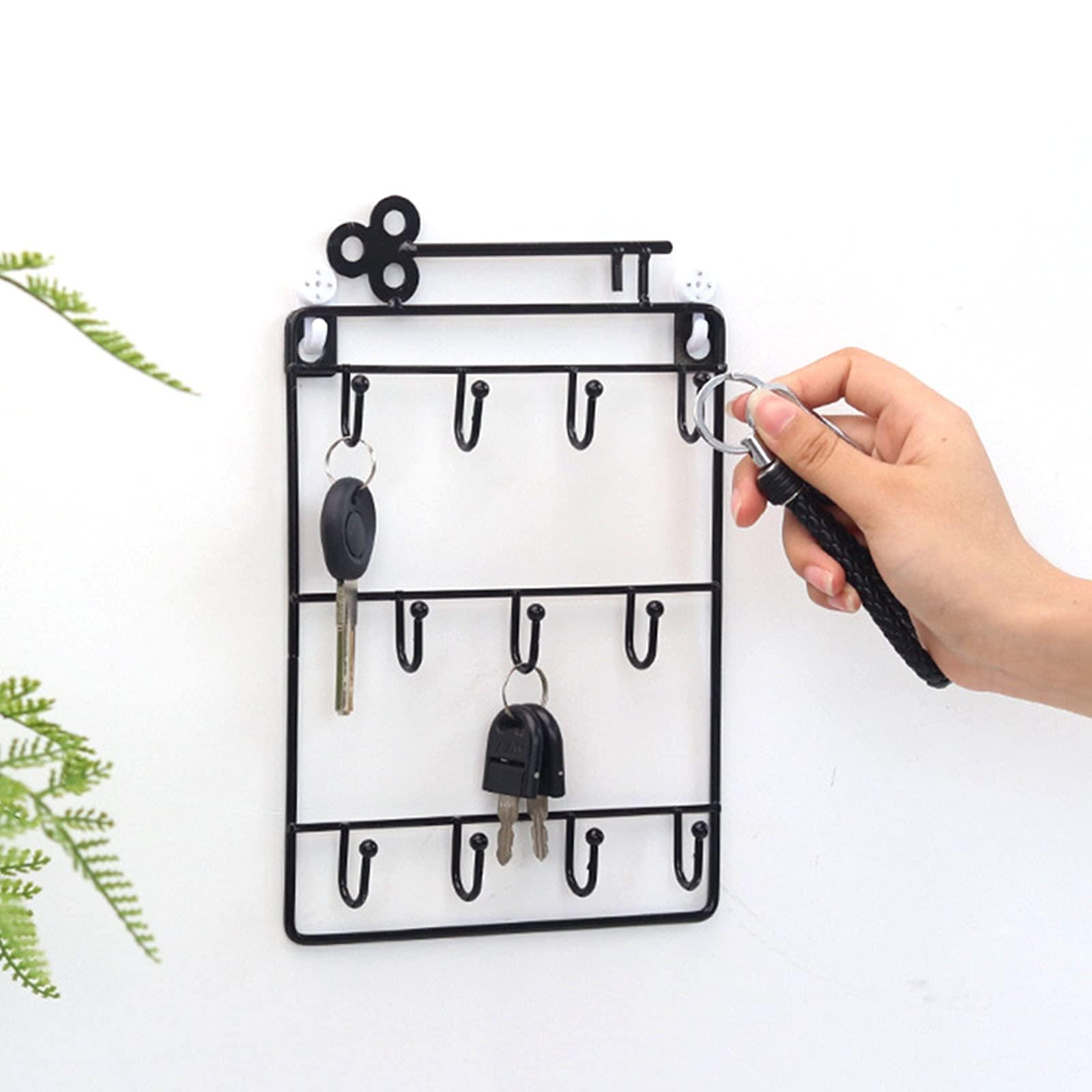 Người giữ khóa trang trí Tường gắn trên 11 Key Key và Bàn phím tổ chức dây buộc làm bằng kim loại cho nhà bếp vào, bùn, văn phòng tại nhà màu đen
