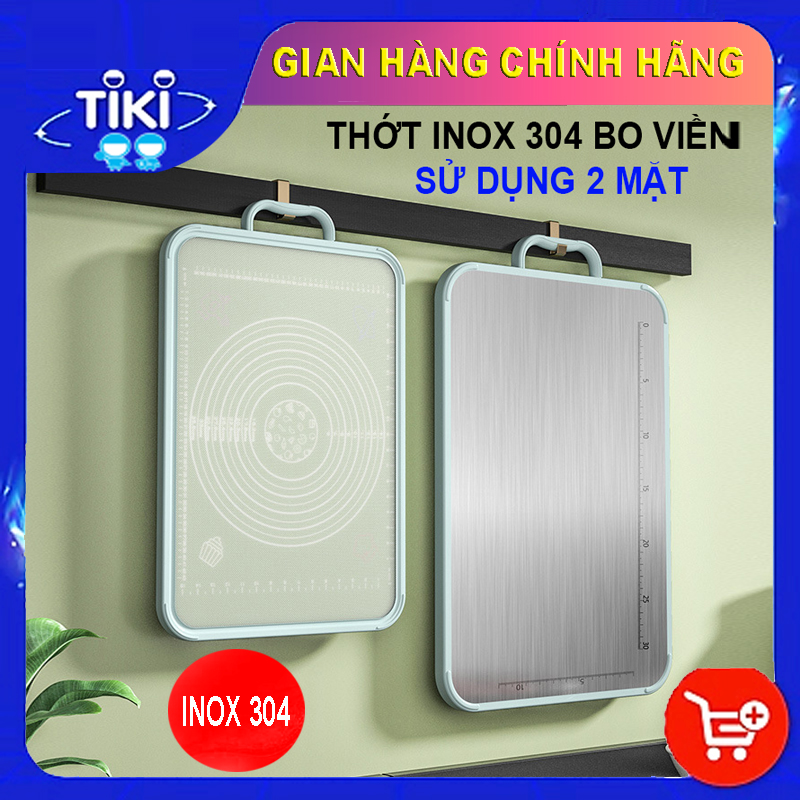 Thớt Inox 2 Mặt Cao Cấp - 01 Mặt Inox 304 01 Mặt Nhựa PP Sử Dụng Đa Năng Cho Nhà Bếp