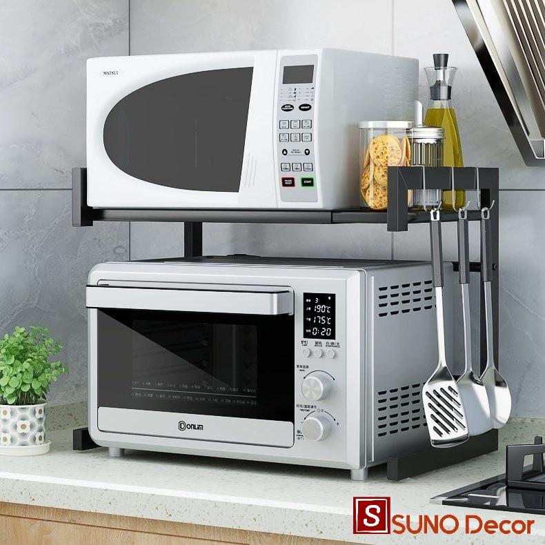 Kệ Để Lò Vi Sóng 2 Tầng Cao Cấp Tự Thay Đổi Kích Thước,Thép Chống Gỉ, Phù Hợp Mọi Loại Lò Vi Sóng