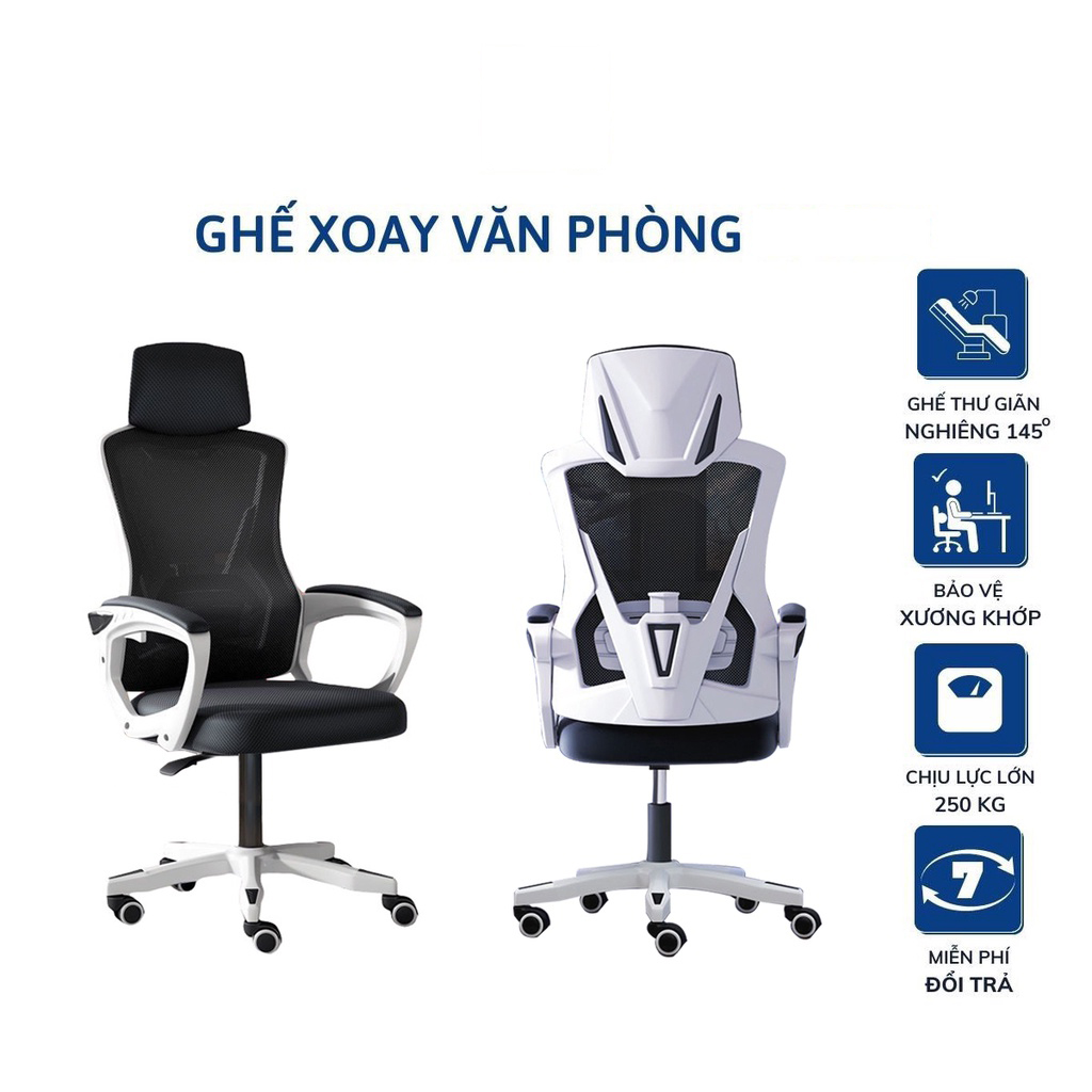 Ghế xoay văn phòng công thái học ergonomic có ngả lưng Premium 02, ghế xoay Gaming cao cấp nhập khẩu