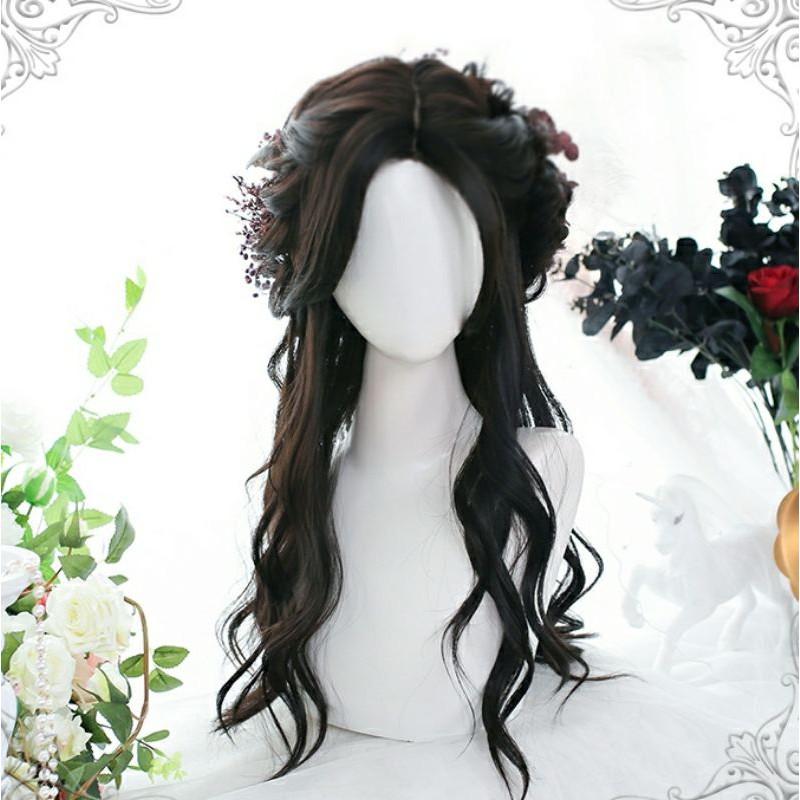 [Sẵn] Wig teen/lolita/cosplay đen BHT071 (tóc giả nguyên đầu xoăn trục) [Miu Cosplay