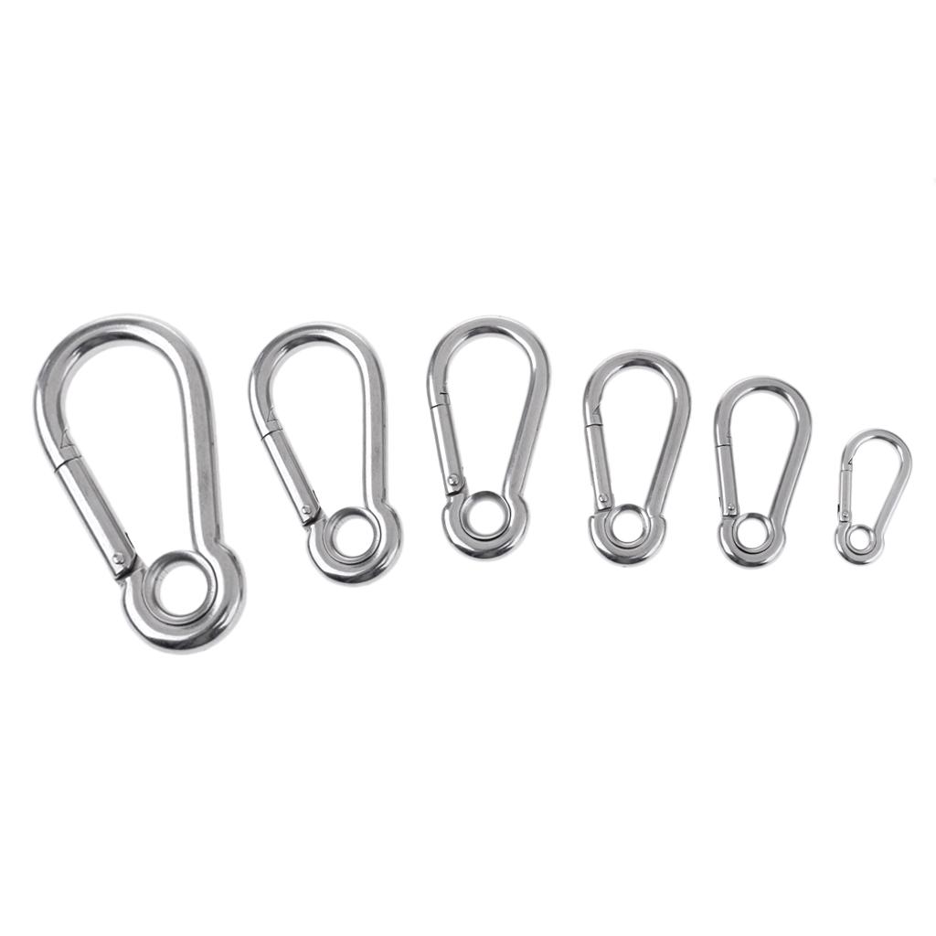 2xStainless Steel Climbing Carabiner with Eye for Climbing/ Hiking 5 x 50 mm