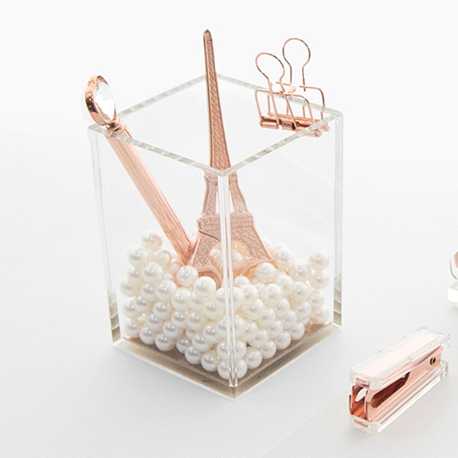 Makeup Brush Holder for Vanity Eyebrow Pen Container Organizer Golden