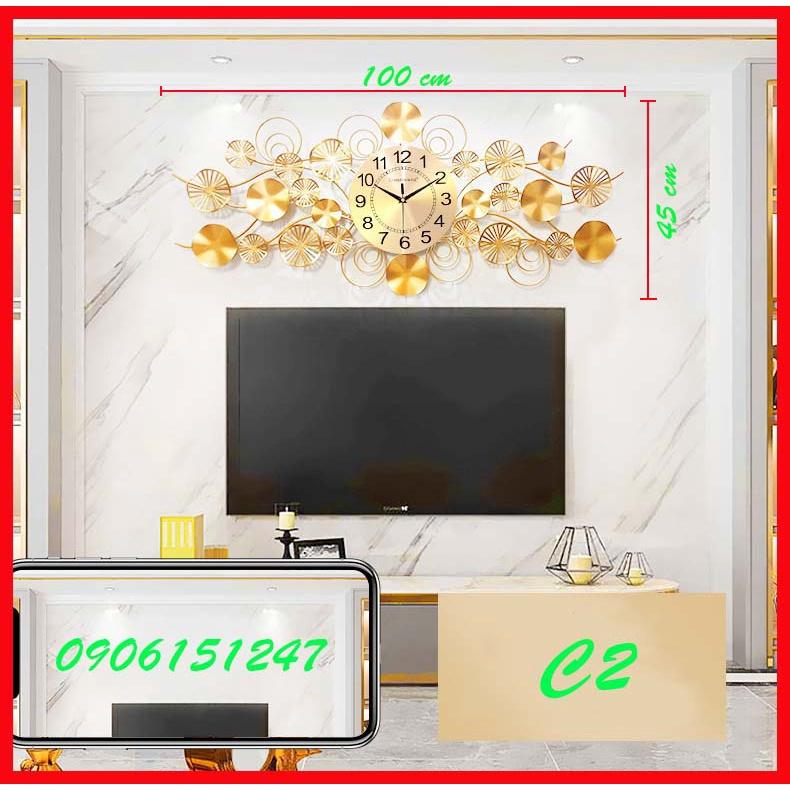 Đồng hồ treo tường trang trí decor C2 kích thước 110 x 45 cm