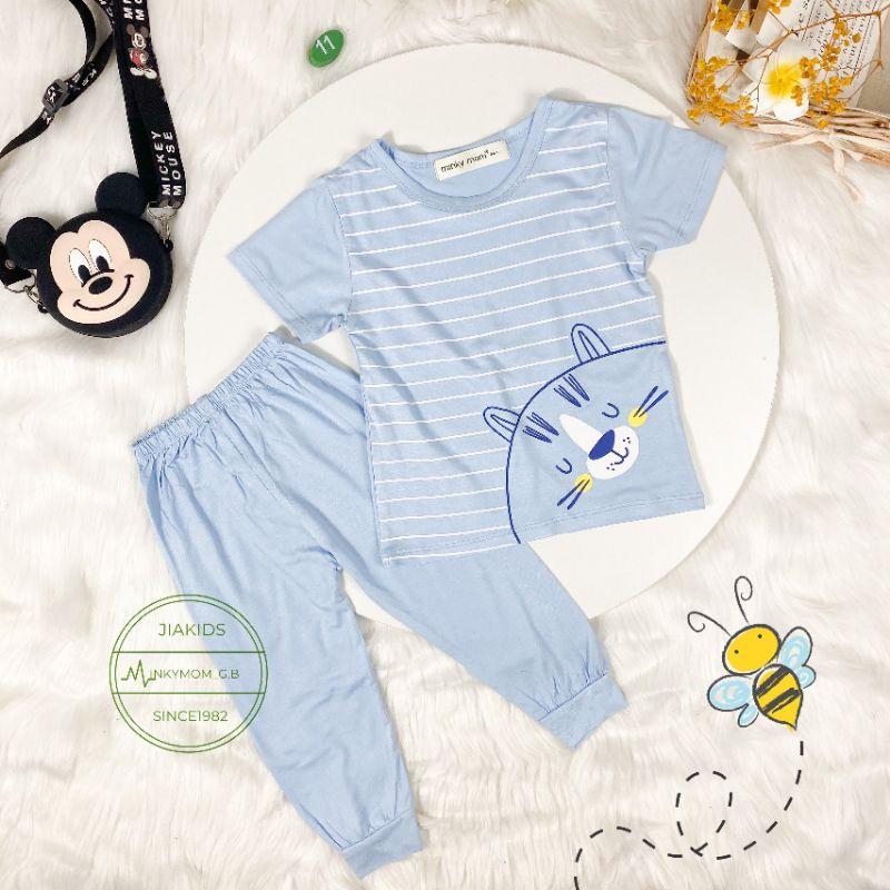 Bộ Minky Mom Tay Ngắn Quần Dài Cho Bé Gái Bé Trai 0-6 Tuổi Vải Thun Lạnh.