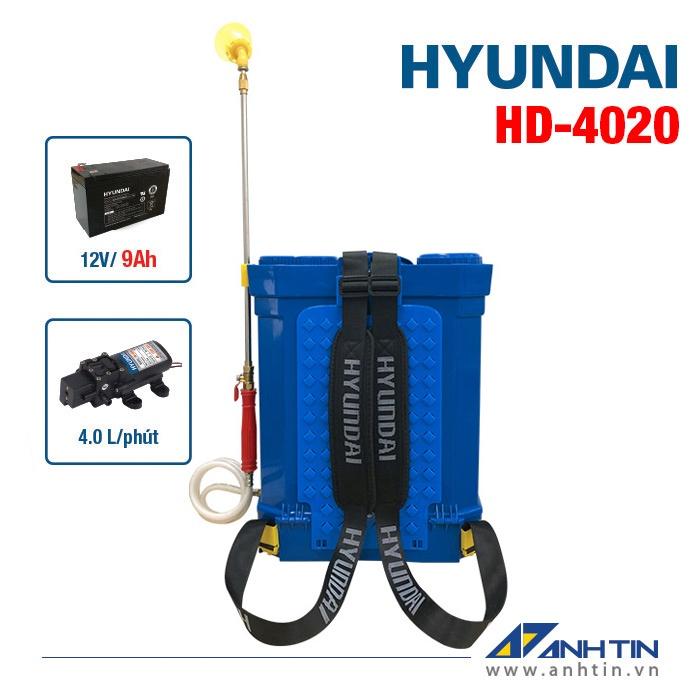 Bình xịt điện HYUNDAI HD-4020 | Dung tích 20L | Ắc quy 8AH | Bơm đôi HD-4080 | Áp lực phun 80PSI