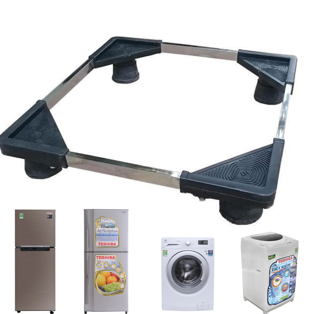 Chân Kê Tủ Lạnh, Kệ Máy Giặt, Kệ Máy Lọc Nước Đa Năng Chất Liệu Inox 304 Chống Rỉ Cao Cấp, Bọc Nhựa Chống Trơn Trượt