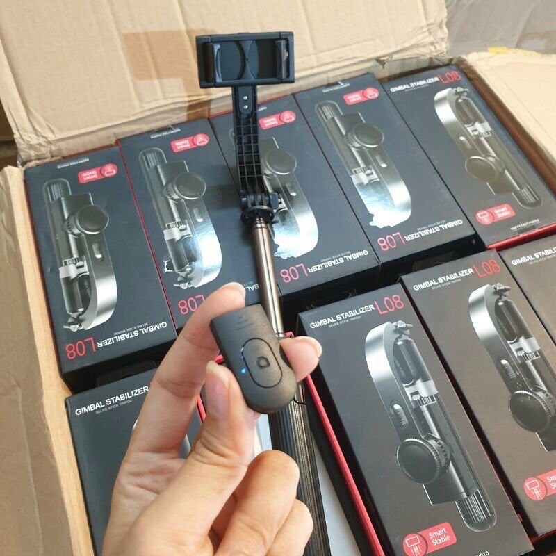 Gậy Chống Rung Gimbal Stabilizer L08 - Có 3 Chân Đỡ - Nút Bấm Bluetooh Hàng Cao Cấp - Hàng Nhập Khẩu