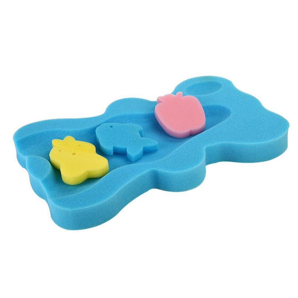 3pcs Cute Bath Sponge Infant Bath Cushion Comfy And Skid Proof Bathing Mat